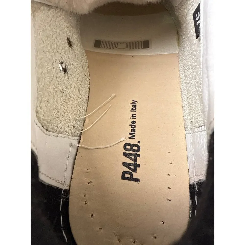 P448 Jack Turtle Sneakers Casual Womens EU37 M US 6.5-7 Leather Faux Fur Lace Up - Picture 11 of 14